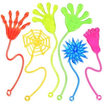 48 Pack Sticky Hands Party Favors, 6 Types Goodie Bag Stuffers, Teacher Treasure Box Prizes, Classroom Rewards, Piata Fillers, Bulk Party Favors Gift for Boys Girls (Random Color)