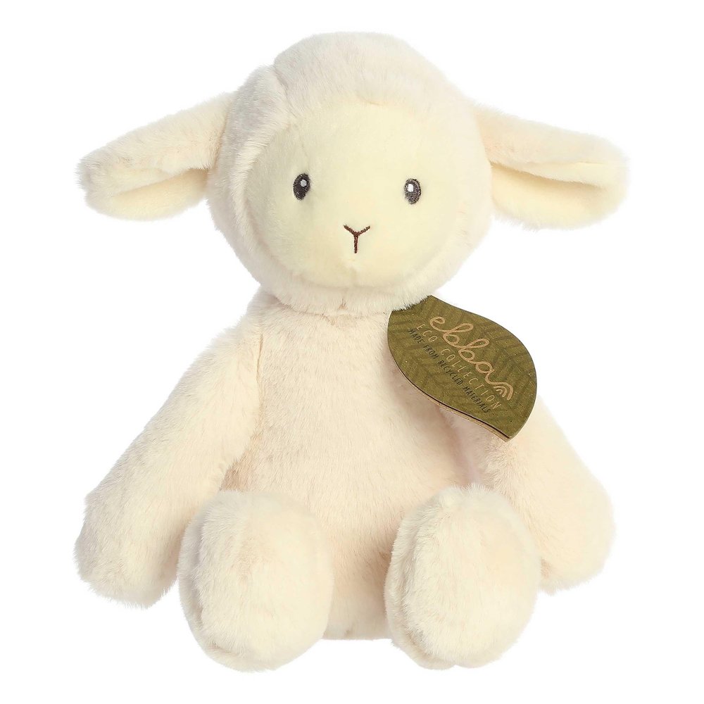 Aurora Eco-Friendly Eco Ebba Lamb Baby Stuffed Animal - Recycled Materials - Imaginative Play - White 12.5 Inches