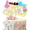 1 PCS Magic Alice Glitter Magical Poker Bunny Bowl Clock Fairy Happy Birthday Cake Pick for Baby Shower Kids Girls Birthday Tea Party Cake Decorations view 1