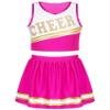 Aislor Kids Girls Cheerleading School Uniform Cheer Leader Cosplay Halloween Costume Crop Top with Pleated Skirt Hot Pink 14 Years view 1