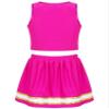 Aislor Kids Girls Cheerleading School Uniform Cheer Leader Cosplay Halloween Costume Crop Top with Pleated Skirt Hot Pink 14 Years view 2