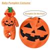 Baby Pumpkin Costume Pumpkin Hooded Outfit Baby Halloween Costumes Jackolantern Unisex Orange Onesie 12-20 Months view 3