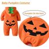 Baby Pumpkin Costume Pumpkin Hooded Outfit Baby Halloween Costumes Jackolantern Unisex Orange Onesie 12-20 Months view 4