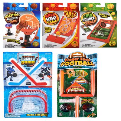 Set of 5 Mini Tabletop Games - Football, Basketball, Hockey, Ball Hop, Coin Hole - Toy Shooting Hoops - Fun Classic Arcade Toy
