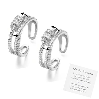 INERRWIX To My Daughter - Fidget Ring with Beads Spinner Adjustable Swivel Ring Fidget Jewelry Gift For Daughter Stepdaughter (2pcs)