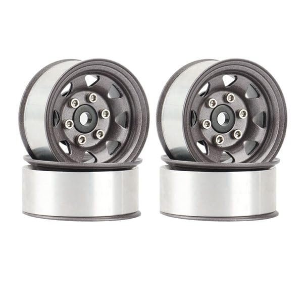 4PCS 1.55 Metal Beadlock Wheel Rim Hub for 1/10 RC Crawler Car Axial Yeti Jr 90069 RC4WD D90 TF2 Tamiya CC01 LC70 MST,5 ( Color : Light Grey )