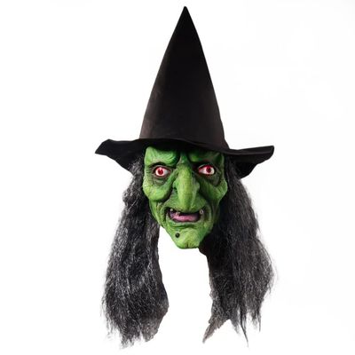 NOEARR Old Woman Witch Mask, Halloween Costume Mask with Hair and Hat Creepy Scary Party Cosplay Prop Old Witch Dress Up Mask for Halloween Party