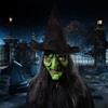 NOEARR Old Woman Witch Mask, Halloween Costume Mask with Hair and Hat Creepy Scary Party Cosplay Prop Old Witch Dress Up Mask for Halloween Party view 2
