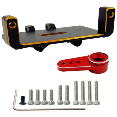 HOPLEX RC Servo Mount Bracket and Mini Servo Arm Red for ES08MA II Servo Upgrade Parts for Axial SCX24 RC Car Crawler
