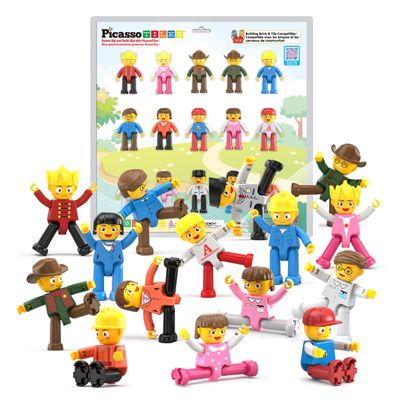 PicassoTiles Magnetic Figure Playset 15 PCS Rotatable Characters Toys for Kids Add On Set for Building Block Tiles Toddlers Sensory Pretend Play Travel Gift