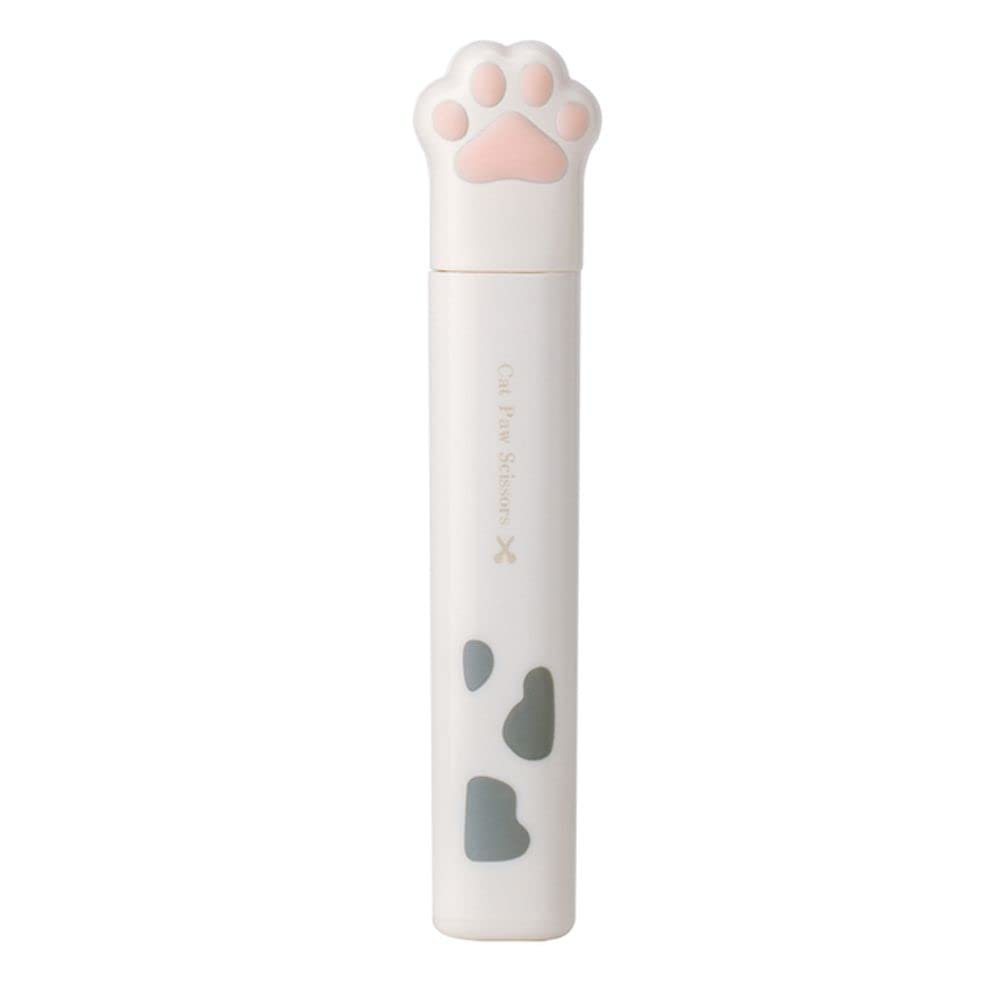 Cat Paw Scissors Cute Multifunctional Stainless Steel Folding Design Hand Scissors Mini Portable Cat Paw Art Scissors School Stationery(White)