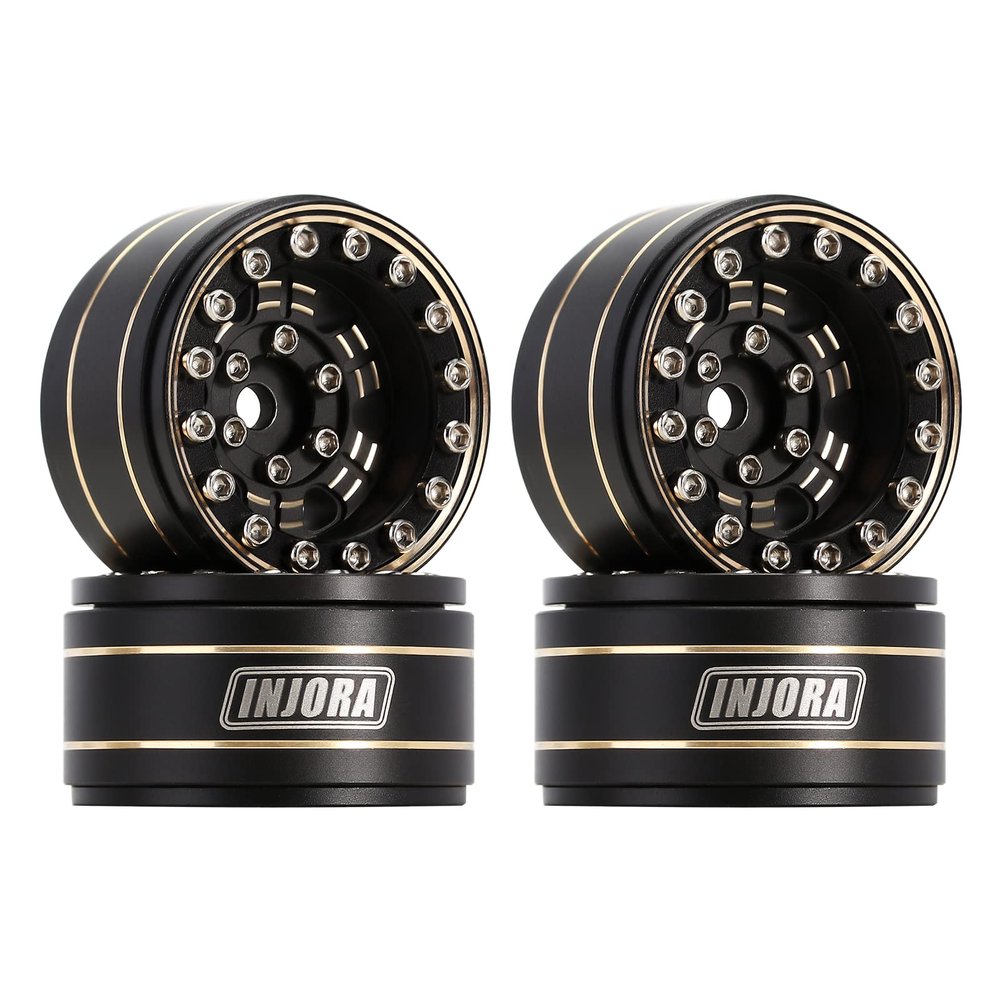INJORA Brass 1.0 Beadlock Wheel- Negative Offset 3.15mm Wheels for 1/18 TRX4M SCX24 Gladiator Bronco C10 JLU Deadbolt Axial 1/24 Crawler,W1005