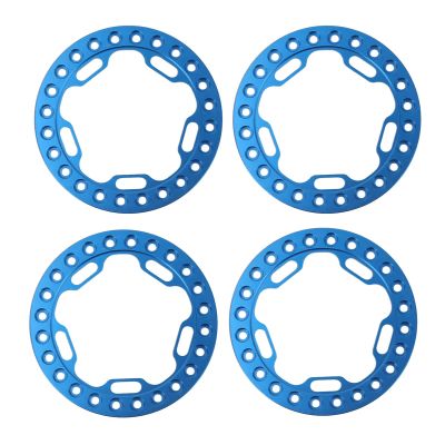 Buachois 1.9in Wheel Outer Rings Rims, 4Pcs Aluminum Alloy High Abrasion Resistance CNC Machining RC Wheel Hub Lock Ring Wheel Rims Beadlock Rings(Blue)