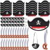 ZeeDix 72 Pcs Pirate Accessories for Kids, Include 24 Pirates Hats, 24 Eye Patches and 24 Swords, Pirate Party Decorations for Christmas, Halloween, Masquerade, Cosplay, Birthday view 1