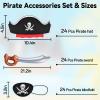 ZeeDix 72 Pcs Pirate Accessories for Kids, Include 24 Pirates Hats, 24 Eye Patches and 24 Swords, Pirate Party Decorations for Christmas, Halloween, Masquerade, Cosplay, Birthday view 2