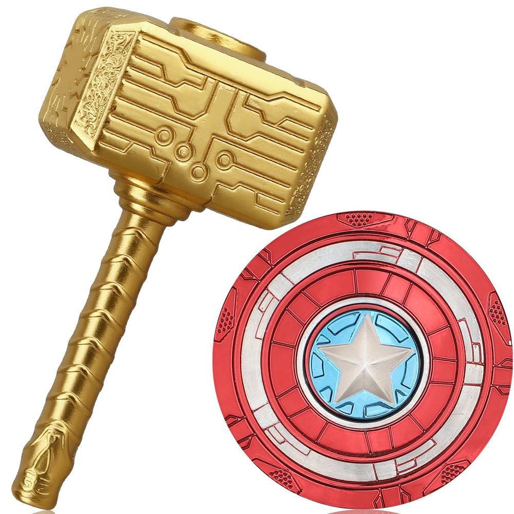 Cool Fidget Spinner, Metal Hand Hammer Fidgit Chain Toy for Kids Adults, Desk Toy Fingertip Gyro Stress Relief Cube for Office, Goody Bag Stocking Stuffer Gift 2 Pack