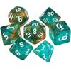 7-Die Two-Tone Dice Set Carved Pattern Dice Set Toy Gift Acrylic Polyhedral Dice Iridescent Glitter Polyhedral(Aqua + Gold) view 1