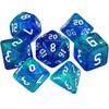 7-Die Two-Tone Dice Set Carved Pattern Dice Set Toy Gift Acrylic Polyhedral Dice Iridescent Glitter Polyhedral(Aqua+Blue) view 1