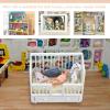 Dollhouse Crib, 1:12 Miniature Dollhouse Baby DIY Accessoreis with 4 Cushions for Dollhouse Room for Kids view 3