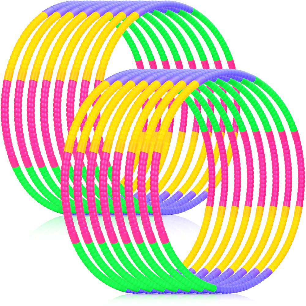 Vinsot 8 Pieces Toy Hoop Detachable Plastic Hoops Exercise Equipment Toy Adjustable Rings for Sports Playing Party Game Dance Pet Training