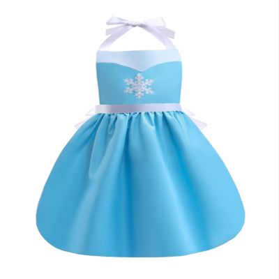 YiZYiF Kids Girls Apron Princess Costume Cooking Aprons with Adjustable Strap for Kitchen Cooking Baking Painting Light Blue 2-3 Years