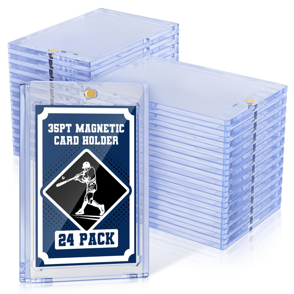 35pt Magnetic Card Holder for Trading Cards, Baseball Cards Protectors Hard Plastic Fit for MTG, Trading Card Holder for Sports Cards, Board Game Cards Standard Clear Magnetic Card Case (60)