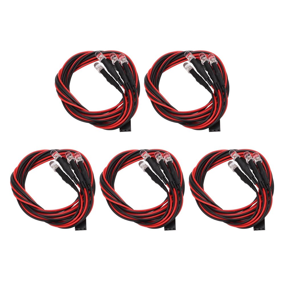 RC Car LED Light, 5 Sets 4 LED RC Car Light High Brightness White Red Light RC LED Lights Kits for Modified Headlights Rc Car Led Light Kit 1/10 Rc Car Lights