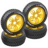 ShareGoo OD 4.52" 1/8 RC Buggy Rubber Tires Tyre w/ 5 Spoke Plastic Rim 17mm Hex Compatible with Arrma Kyosho Exceed RC Traxxas Redcat HSP HPI 1/8 Scale Off Road Car Buggy (Yellow) view 1