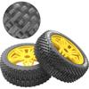 ShareGoo OD 4.52" 1/8 RC Buggy Rubber Tires Tyre w/ 5 Spoke Plastic Rim 17mm Hex Compatible with Arrma Kyosho Exceed RC Traxxas Redcat HSP HPI 1/8 Scale Off Road Car Buggy (Yellow) view 2