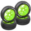 ShareGoo OD 4.52" 1/8 RC Buggy Rubber Tires Tyre w/ 5 Spoke Plastic Rim 17mm Hex Compatible with Arrma Kyosho Exceed RC Traxxas Redcat HSP HPI 1/8 Scale Off Road Car Buggy (Green) view 1