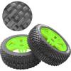 ShareGoo OD 4.52" 1/8 RC Buggy Rubber Tires Tyre w/ 5 Spoke Plastic Rim 17mm Hex Compatible with Arrma Kyosho Exceed RC Traxxas Redcat HSP HPI 1/8 Scale Off Road Car Buggy (Green) view 2