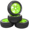 ShareGoo OD 4.52" 1/8 RC Buggy Rubber Tires Tyre w/ 5 Spoke Plastic Rim 17mm Hex Compatible with Arrma Kyosho Exceed RC Traxxas Redcat HSP HPI 1/8 Scale Off Road Car Buggy (Green) view 4