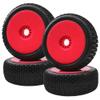 ShareGoo OD 4.52" 1/8 RC Buggy Rubber Tires Tyre w/Plastic Rim 17mm Hex Compatible with Arrma Kyosho Exceed RC Traxxas Redcat HSP HPI 1/8 Scale Off Road Car Buggy (Red) view 1