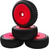 ShareGoo OD 4.52" 1/8 RC Buggy Rubber Tires Tyre w/Plastic Rim 17mm Hex Compatible with Arrma Kyosho Exceed RC Traxxas Redcat HSP HPI 1/8 Scale Off Road Car Buggy (Red) view 2