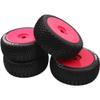ShareGoo OD 4.52" 1/8 RC Buggy Rubber Tires Tyre w/Plastic Rim 17mm Hex Compatible with Arrma Kyosho Exceed RC Traxxas Redcat HSP HPI 1/8 Scale Off Road Car Buggy (Red) view 3