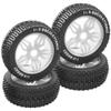 ShareGoo OD 4.52" 1/8 RC Buggy Rubber Tires Tyre w/ 5 Spoke Plastic Rim 17mm Hex Compatible with Arrma Kyosho Exceed RC Traxxas Redcat HSP HPI 1/8 Scale Off Road Car Buggy (White) view 1