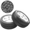 ShareGoo OD 4.52" 1/8 RC Buggy Rubber Tires Tyre w/ 5 Spoke Plastic Rim 17mm Hex Compatible with Arrma Kyosho Exceed RC Traxxas Redcat HSP HPI 1/8 Scale Off Road Car Buggy (White) view 2