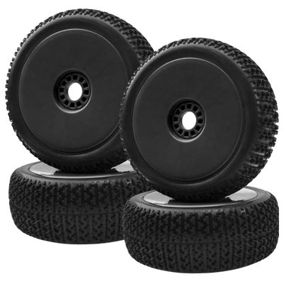 ShareGoo OD 4.52" 1/8 RC Buggy Rubber Tires Tyre w/Plastic Rim 17mm Hex Compatible with Arrma Kyosho Exceed RC Traxxas Redcat HSP HPI 1/8 Scale Off Road Car Buggy (Black)