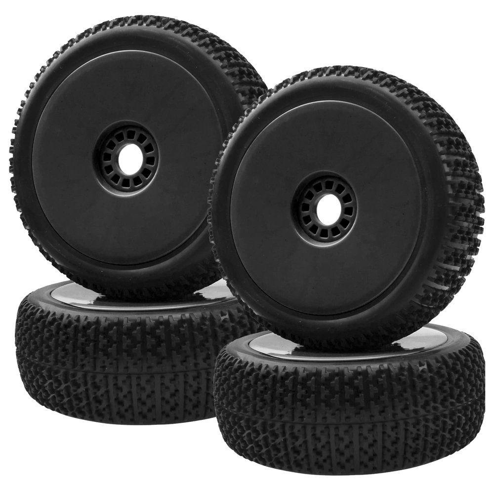 ShareGoo OD 4.52" 1/8 RC Buggy Rubber Tires Tyre w/Plastic Rim 17mm Hex Compatible with Arrma Kyosho Exceed RC Traxxas Redcat HSP HPI 1/8 Scale Off Road Car Buggy (Black)