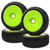 ShareGoo OD 4.52" 1/8 RC Buggy Rubber Tires Tyre w/Plastic Rim 17mm Hex Compatible with Arrma Kyosho Exceed RC Traxxas Redcat HSP HPI 1/8 Scale Off Road Car Buggy (Green) view 1