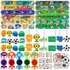 108Pcs Soccer Party Favors Soccer Stamps Slap Bracelets Keychains Rings Stickers Temporary Tattoos for Kids Birthday Party Supplies, Sports Party, Carnival Prizes, Prize Box Gift, Pinata Goodie Bag view 1