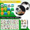 108Pcs Soccer Party Favors Soccer Stamps Slap Bracelets Keychains Rings Stickers Temporary Tattoos for Kids Birthday Party Supplies, Sports Party, Carnival Prizes, Prize Box Gift, Pinata Goodie Bag view 3
