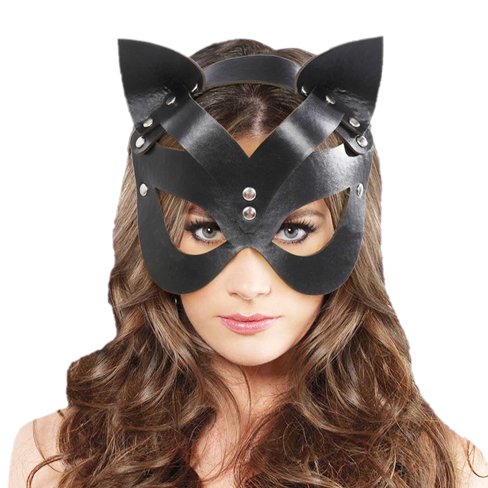 Masquerade Mask Cat Mask Woman Leather Halloween Costume Party Rabbit Bunny Masks Animal Half Face Cosplay Easter Christmas Halloween Party Women Ladies Props Costume Masks