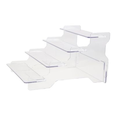 Cabilock Four-tier Clear Plastic Display Stand Figures Detachable Ladder Shelf Organizer Wear-resistant Model Storage Rack for Showcasing Collectibles and Miniatures