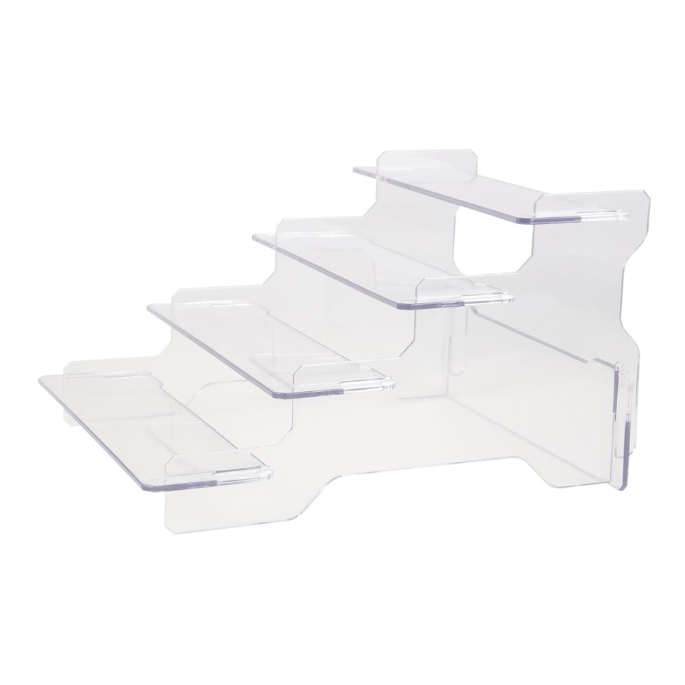 Cabilock Four-tier Clear Plastic Display Stand Figures Detachable Ladder Shelf Organizer Wear-resistant Model Storage Rack for Showcasing Collectibles and Miniatures