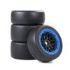Greendhat New Upgrade Bald Tire Front and Rear Tire Assembly Set for 1/5 HPI ROVAN ROFUN KM Baja 5B Rc Car Toys Parts ( Color : Blue ) view 1