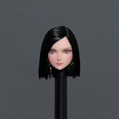 1/6 Scale Female Head Sculpt,Anime Girl Pale Skin Planted Hair Head Carved for 12inch PH TBL JO Action Figure Doll (G)