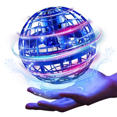 Ciniffo Flying Orb Ball Toy 2025  Light Up Hand Controlled Boomerang Spinner Mini Drone Toy, Hover Cosmic Globe Ball, Cool Christmas & Birthday Gift for Boys Girls Teens Ages 6+ (Blue)