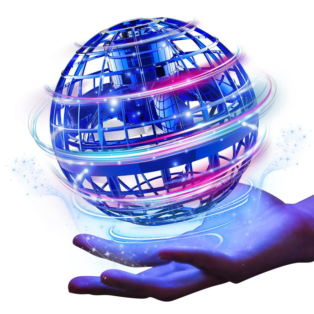 Ciniffo Flying Orb Ball Toy 2025  Light Up Hand Controlled Boomerang Spinner Mini Drone Toy, Hover Cosmic Globe Ball, Cool Christmas & Birthday Gift for Boys Girls Teens Ages 6+ (Blue)