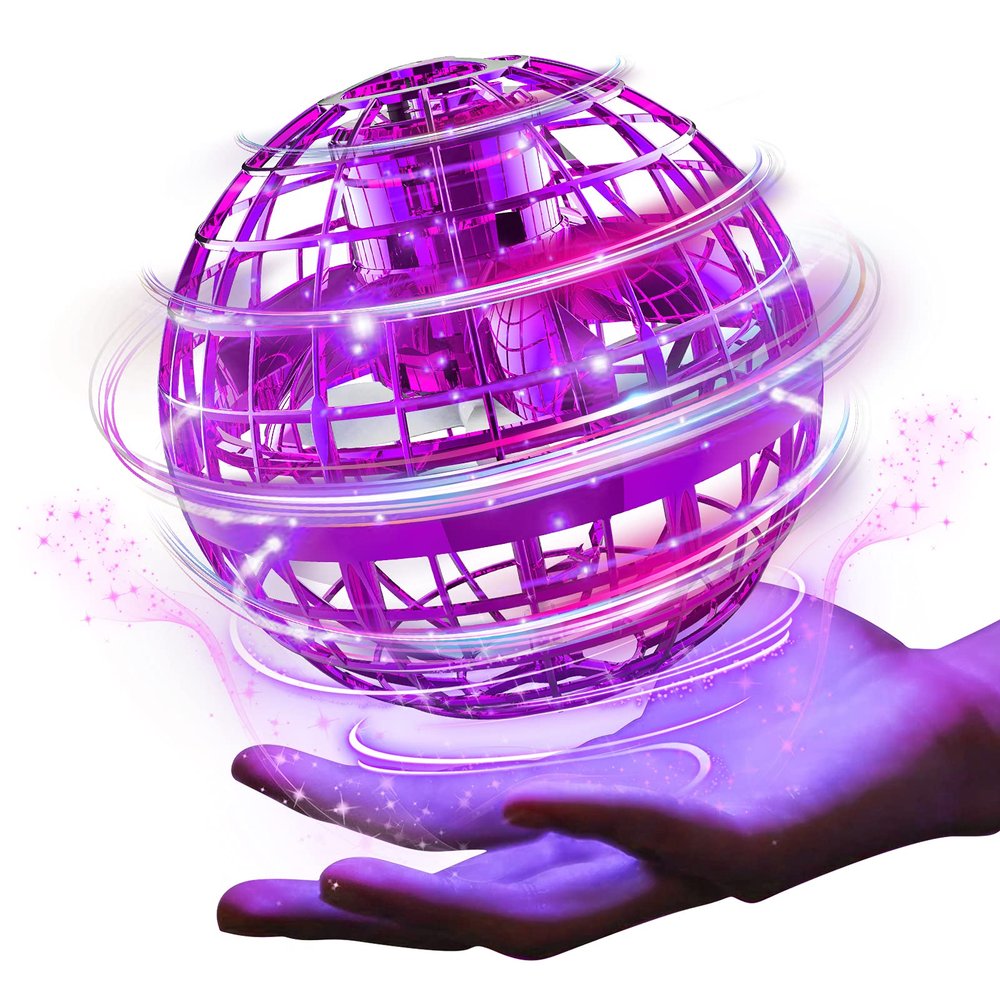 Ciniffo Flying Orb Ball Toy 2025  Light Up Hand Controlled Boomerang Spinner Mini Drone Toy, Hover Cosmic Globe Ball, Cool Christmas & Birthday Gift for Girls Boys Teens Ages 6+ (Purple)